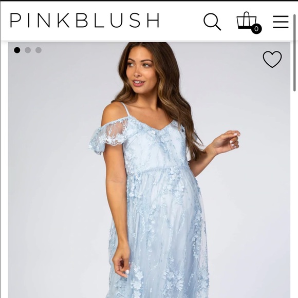 NWT Baby Blue Lace Maternity Dress with Embroidered Flowers - Picture 2 of 7